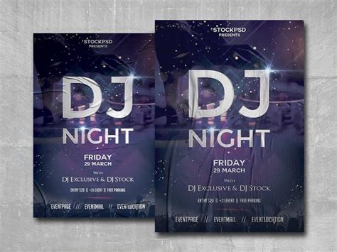 dj night party free psd flyer template stockpsd