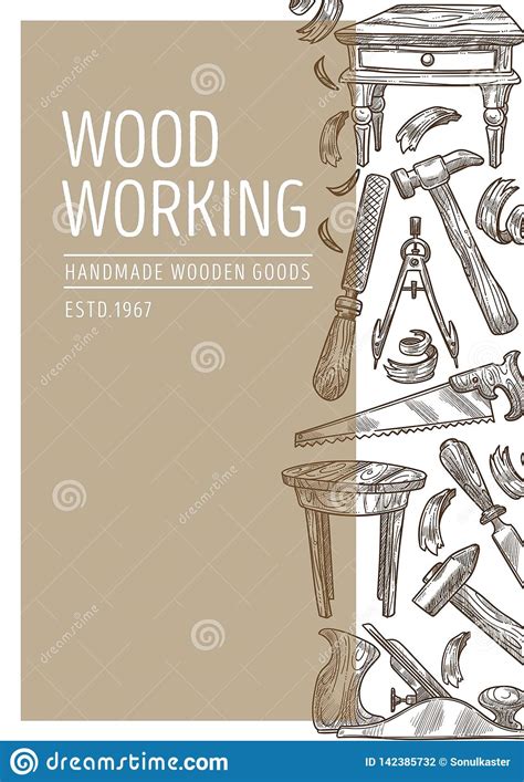 outils fonctionnants de menuiserie en bois  marchandises en bois faites main illustration de