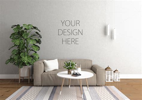 interior mockup bundle blank wall mock