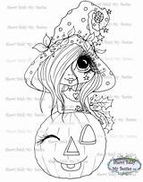 Sherri Baldy Coloring Bestie Digi Stamp Halloween Fall Happy sketch template