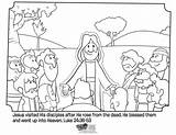 Jesus Disciples Coloring His Pages Appears Bible Sunday School Kids Colouring Luke Visit Sheets Easter sketch template