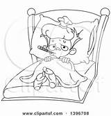 Sick Bed Boy Clipart Cartoon Lineart Coloring Illustration Yayayoyo Royalty Vector Pages sketch template