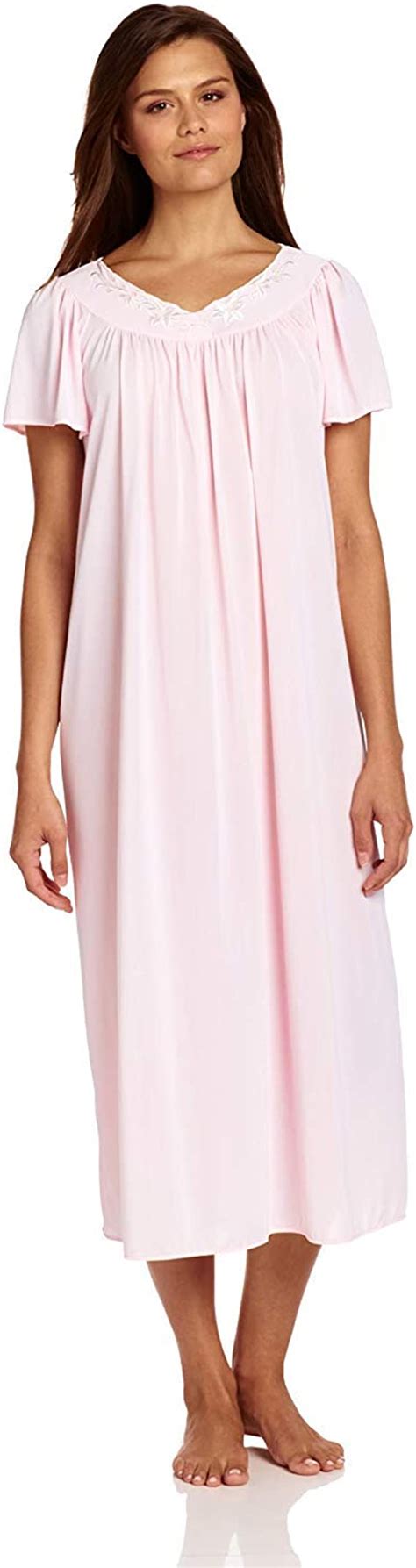 Miss Elaine Womens Tricot Long Flutter Sleeve Nightgown At Amazon