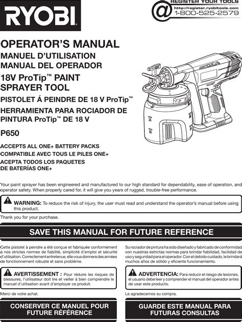 Ryobi P650 Owner S Manual