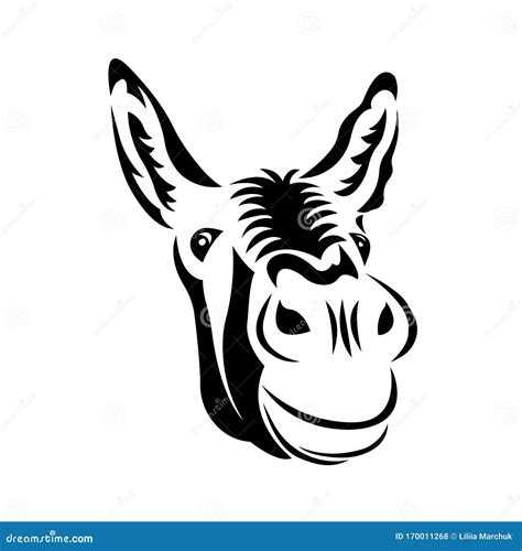 donkey muzzle silhouette  drawn  black   lines logo