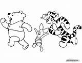 Pooh Coloring Piglet Winnie Tigger Pages Running sketch template