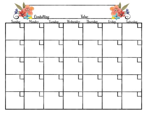 calendars  young women ministering printables
