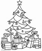 Christmas Coloring Tree Pages Presents Printable Many Print Holiday sketch template