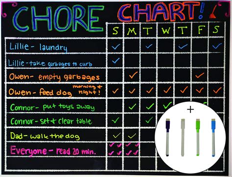 buy xl chore charts  multiple kids   pack marker set magnetic    responsibility