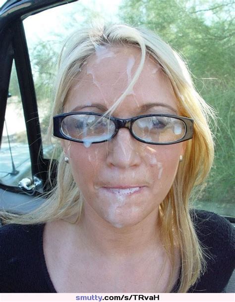 outdoor cumonglasses covered cumonface sperm messy facial cum blonde