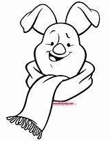 Coloring Piglet Pages Scarf Winter Disneyclips Wearing Library Funstuff sketch template