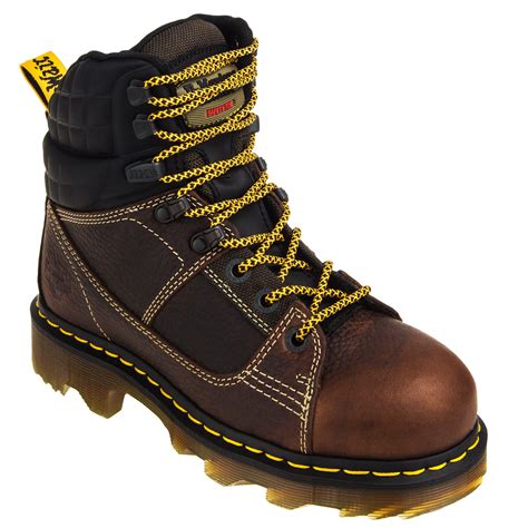 dr martens boots mens wide  brown camber alloy toe work boots