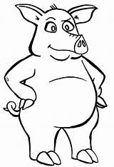 Coloring Pages Pig Cartoon Drawing Pigs Cliparts Flying Standing Clipart Fat Stand Simple Line Colouring Kids Color Library Clip Angry sketch template