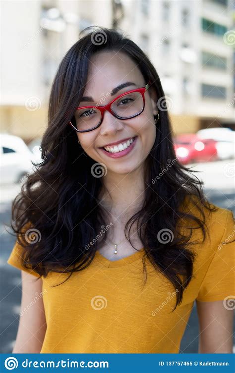 Portrait Of Beautiful Nerdy Girl With Glasses Stock Image Image Of