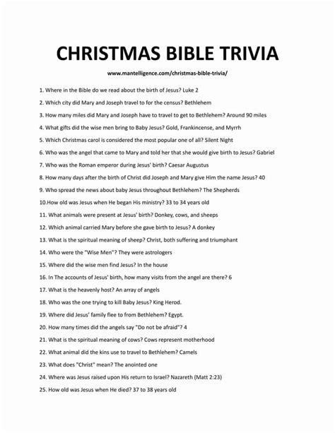 printable christmas bible trivia  answers printable templates