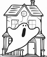 Haunted House Coloring Pages Halloween Kids Drawing Simple Printable Print Printables Houses Cartoon Easy Ghost Scary Sheets Color Spooky Drawings sketch template