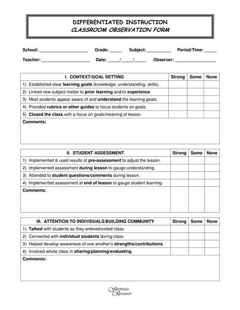 classroom observation forms   ms word excel
