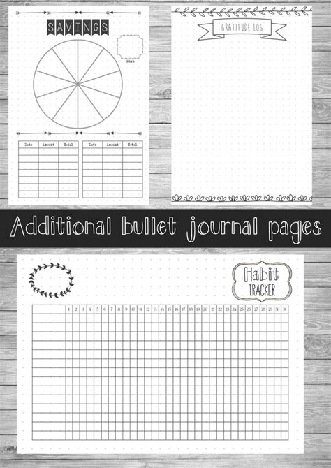 bullet journal printable page collection hand drawn style etsy