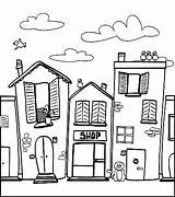 Coloring Pages Town City Shop Neighborhood Houses House Barber Adult Quilts Buildings Western Colouring Printable Simple Small Getcolorings Template Color sketch template