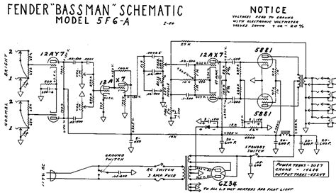 fender bassman tube amp schematic model   schema electronique amplificateur audio
