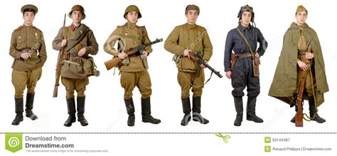 Different Soviet Soldier Uniforms Stock Image Image Of