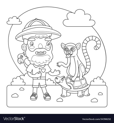 zookeeper coloring page royalty  vector image