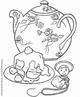 Coloring Pages Tea Party Teapot Birthday Cake Kids Print Printable Color Sheet Cup Teacup Adult Book Colouring Parties Princess Honkingdonkey sketch template