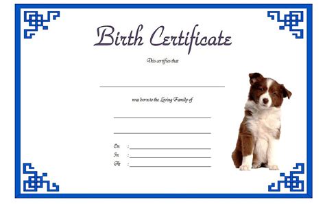 birth certificate  dogs  printable