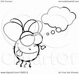 Outlined Daydreaming Fly Illustration Clipart Royalty Vector Toon Hit Background sketch template
