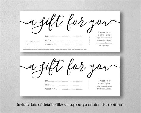 printable gift certificate template gift card maker simple etsy canada