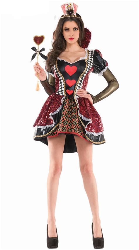 buy womens alice  wonderland costume red queen  hearts costume fancy dress