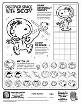 Snoopy Space Coloring Meal Happy Sheet Peanuts Mcdonalds Activities Time Kids sketch template