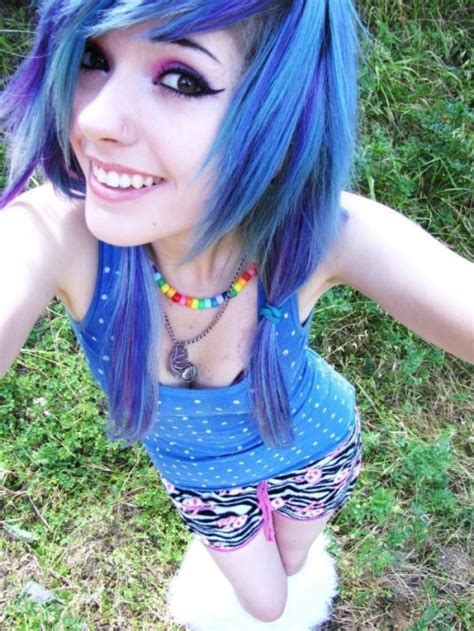 beautiful blue hair and tiger print booty shorts scene