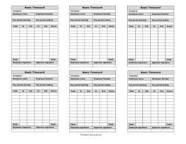printable time cards  timesheets
