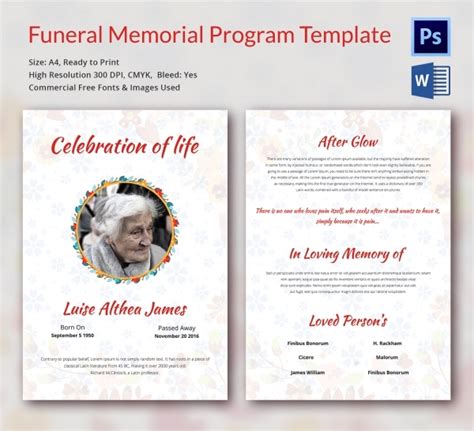 20 memorial program templates psd ai free and premium templates