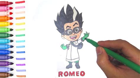 draw romeo   pj masks  coloring slow coloring book