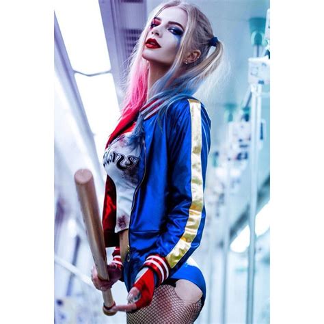 red suicide squad harley quinn sexy cosplay costume