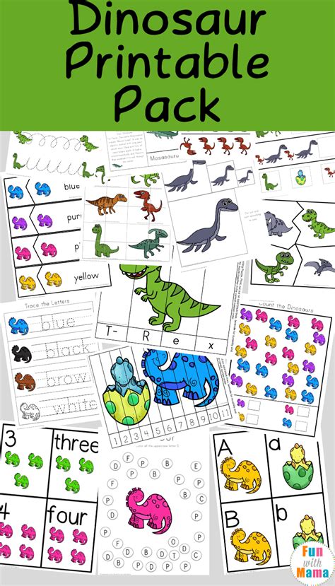 dinosaur preschool printable pack fun  mama