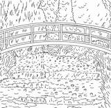 Monet Claude Coloriages Coloriage Month Kleurplaten Dibujo Lilies Water Pont Paysage Gratuits Bassin Nenufares Uitprinten Downloaden Kleurplaat sketch template