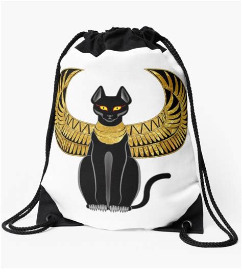 Egyptian Cat Goddess Drawstring Bag By Wheelerwood1
