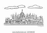 Budapest Coloring Parliament Vector sketch template