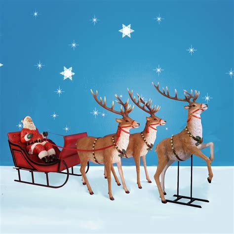 wide giant santa sleigh  reindeer set