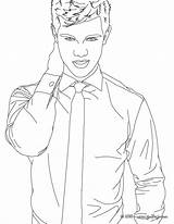 Taylor Lautner Dibujos Corbata Ausmalen Posiert Hellokids Posing Línea Drucken Farben sketch template
