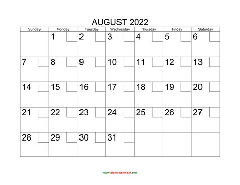 printable august  calendar  check boxes