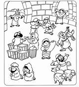 Temple Jesus Coloring Cleansing Pages Cleanses Mark Bible Sunday School Cleansed Luke Matthew Activities Kids Crafts Craft Preschool Clean Story sketch template