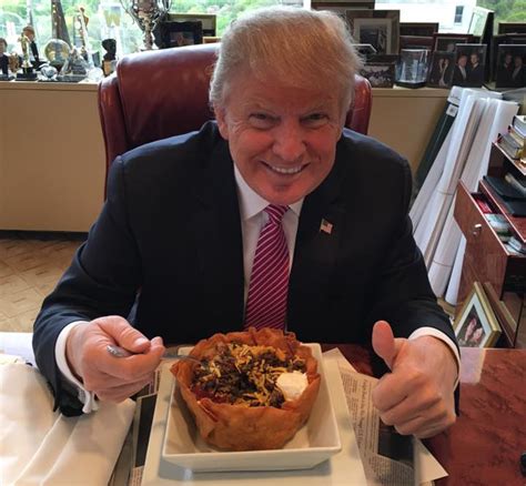 donald trump celebrates cinco de mayo  eating  taco bowl declaring love  hispanics