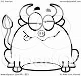 Drunk Bull Chubby Clipart Cartoon Vector Smiling Coloring Outlined Cory Thoman Royalty Template Clipartof sketch template