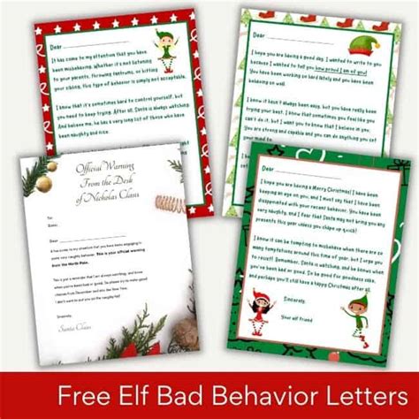 printable elf   shelf bad behavior letters   home