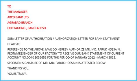 authorization letter  bank   write  sample letters