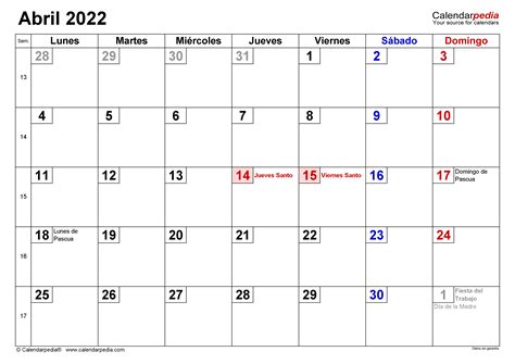 calendario de abril 2022 con festivos fonte de informação d78